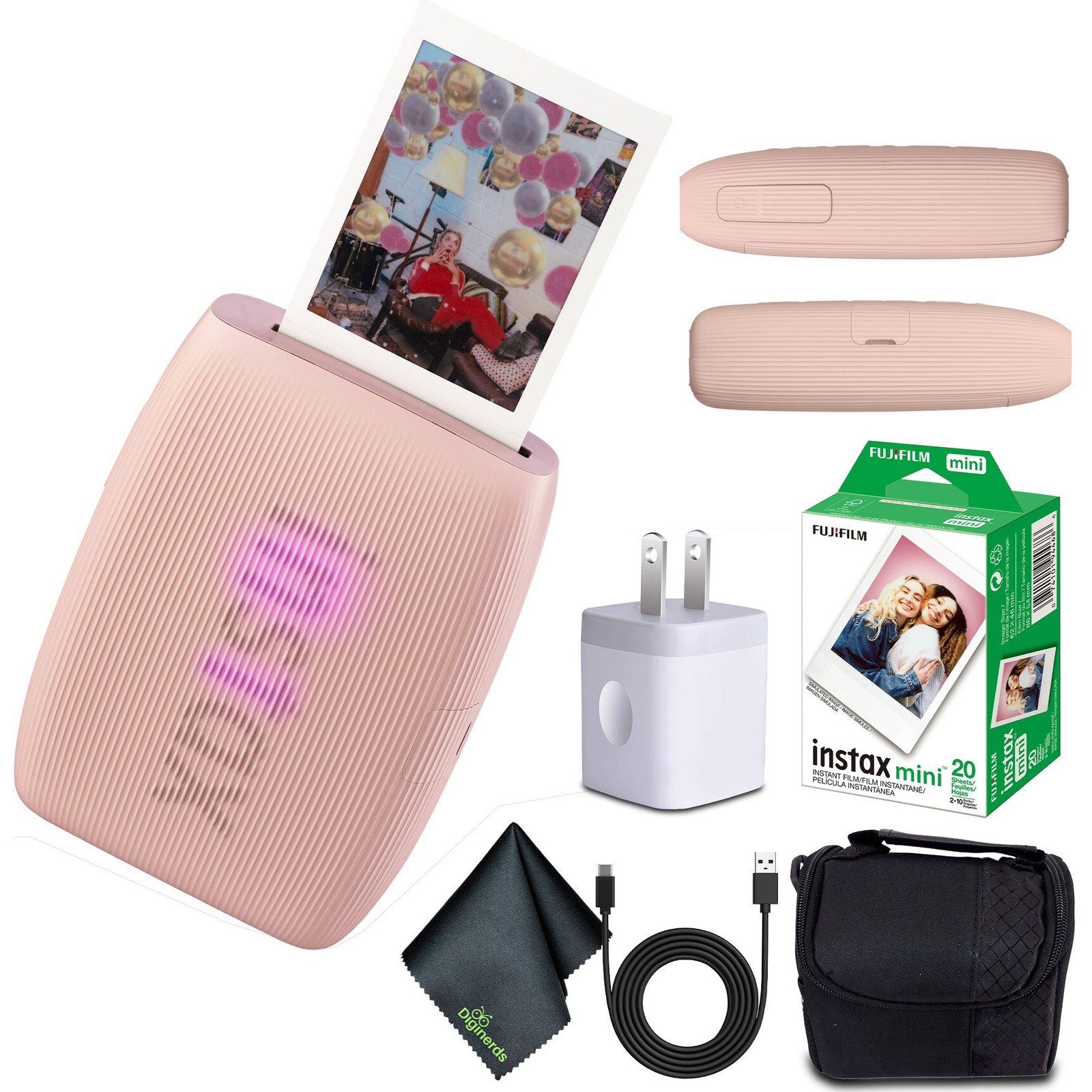 Fujifilm Instax Mini Link 3 Smartphone Printer, Rose Pink, w/ 20 Film