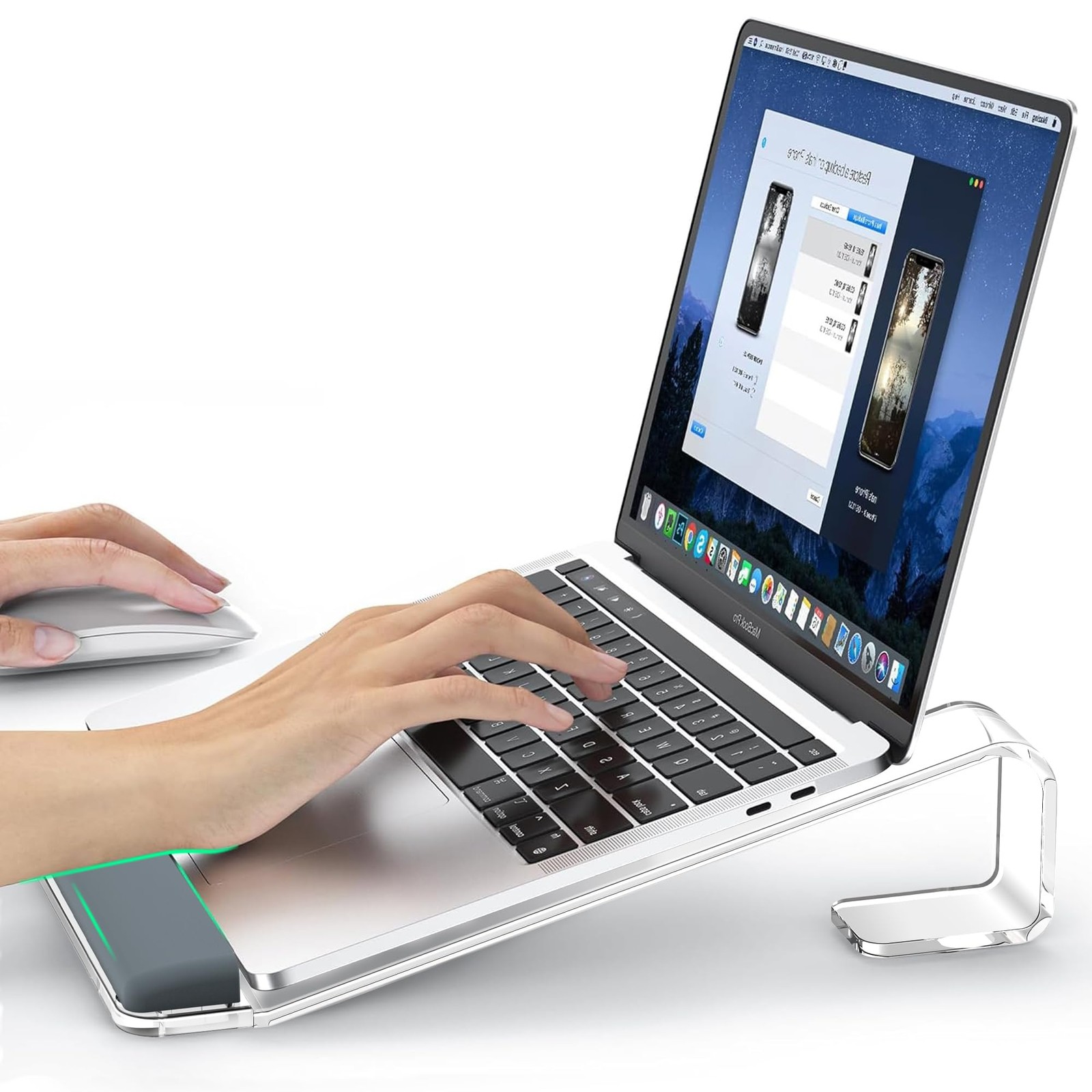 LOXP Acrylic Laptop Stand for Desk, with Wrist Clear
