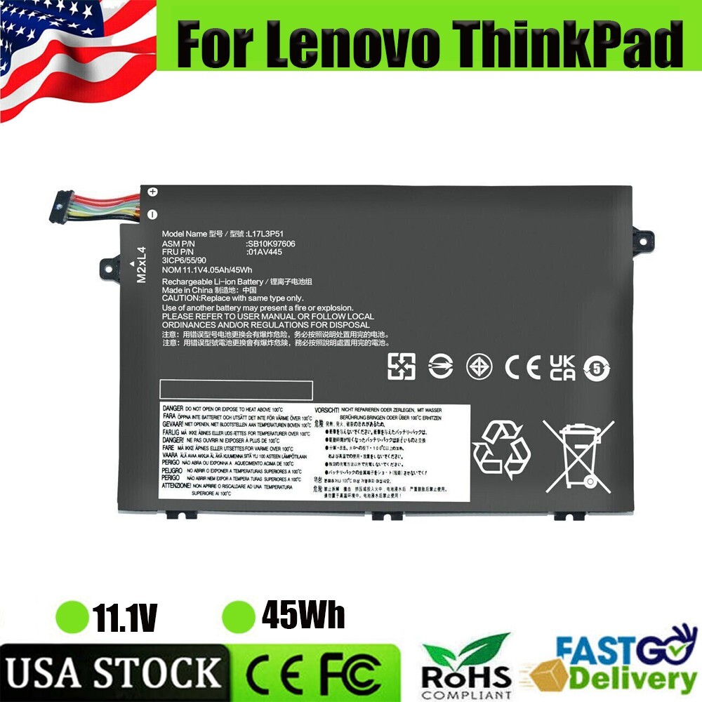 L17L3P51 BATTERY FOR LENOVO THINKPAD E480 E485 E495 E580 E585 E490 E590 45WH US
