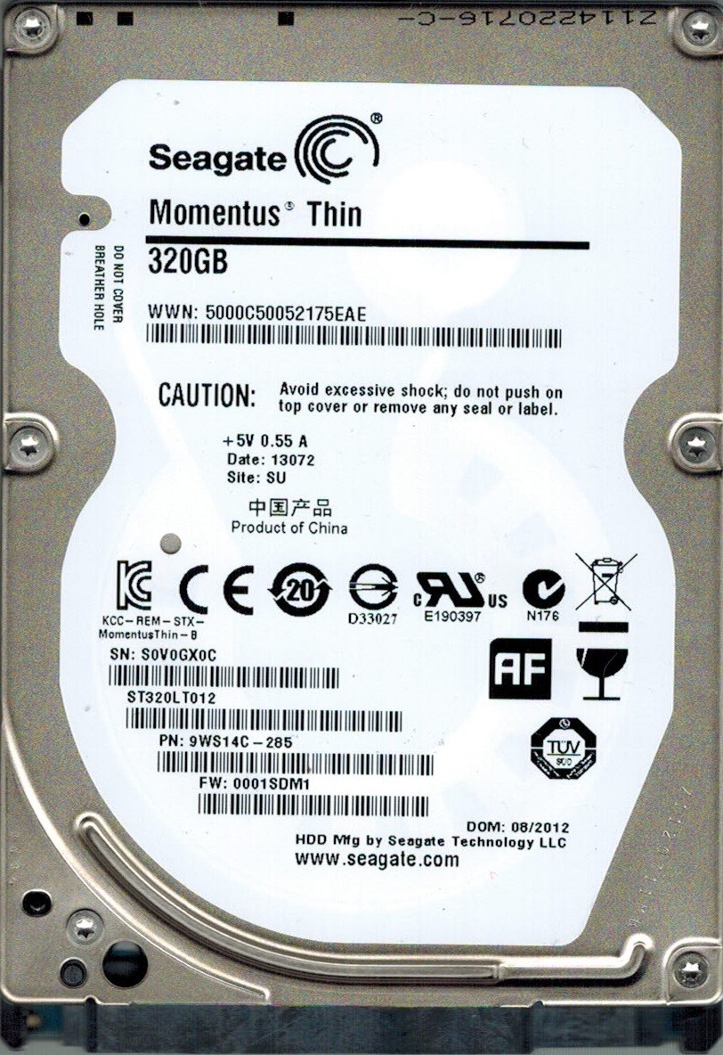 Seagate ST320LT012 F/W: 0001SDM1 P/N: 9WS14C-285 SU 320GB