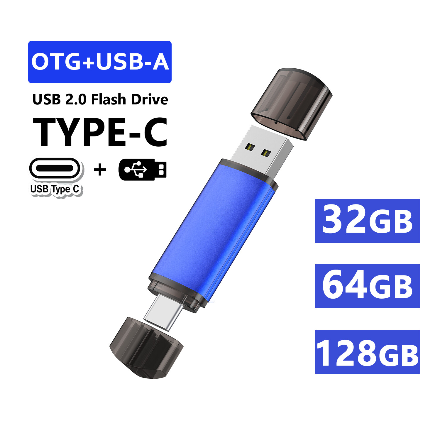 2PCS 5PCS 32G 64G 128GB USB Flash Drive 2.0 Type C Memory Stick Data Storage LOT