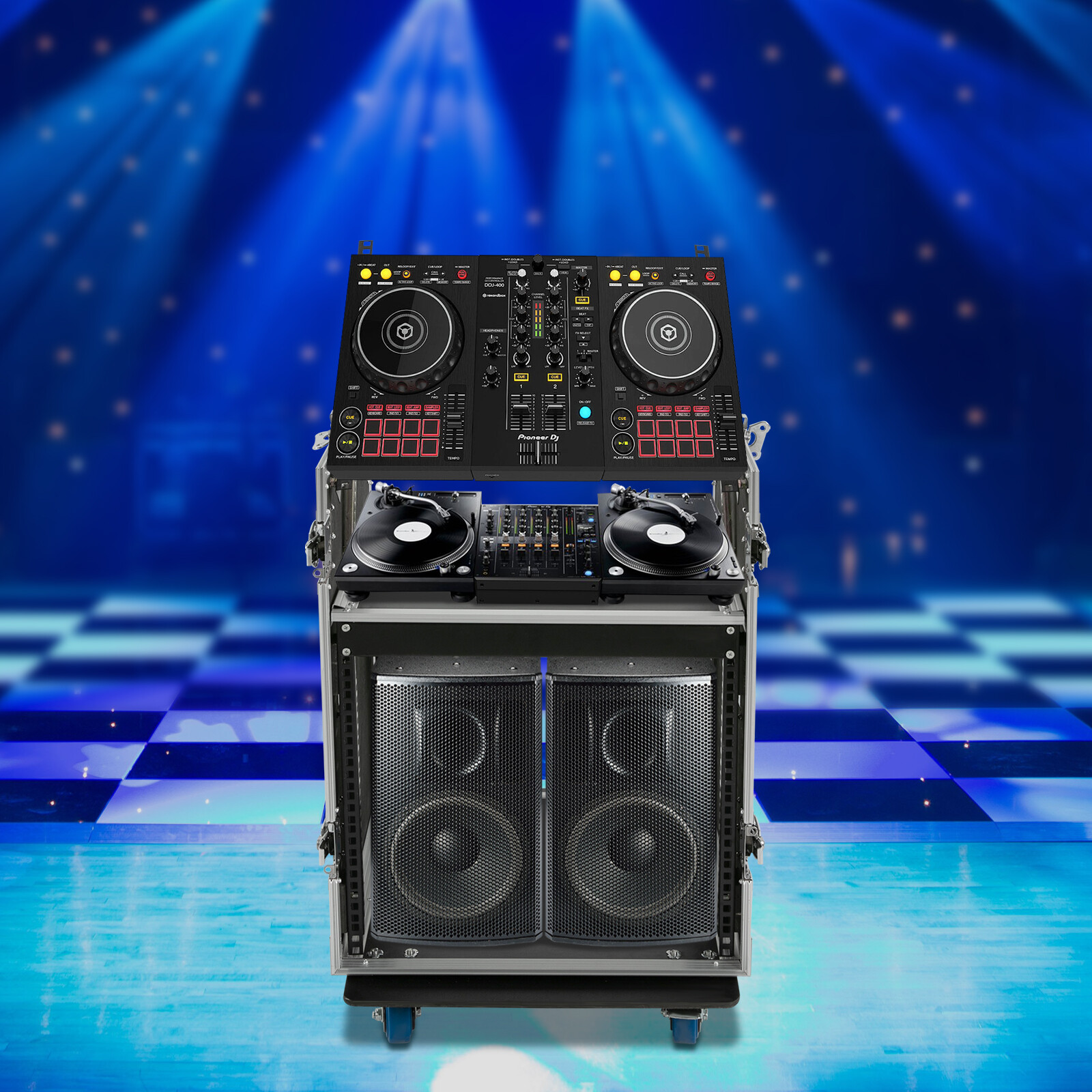 10U Audio DJ Road Rack Case With Casters Pro Tour Grade Rack Mobile Flight Case