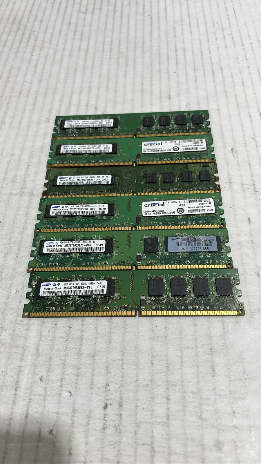Samsung M378T2953EZ3 1GB PC2-6400U PC2-5300U PC2-4200U DDR2 Desktop Memory Lot