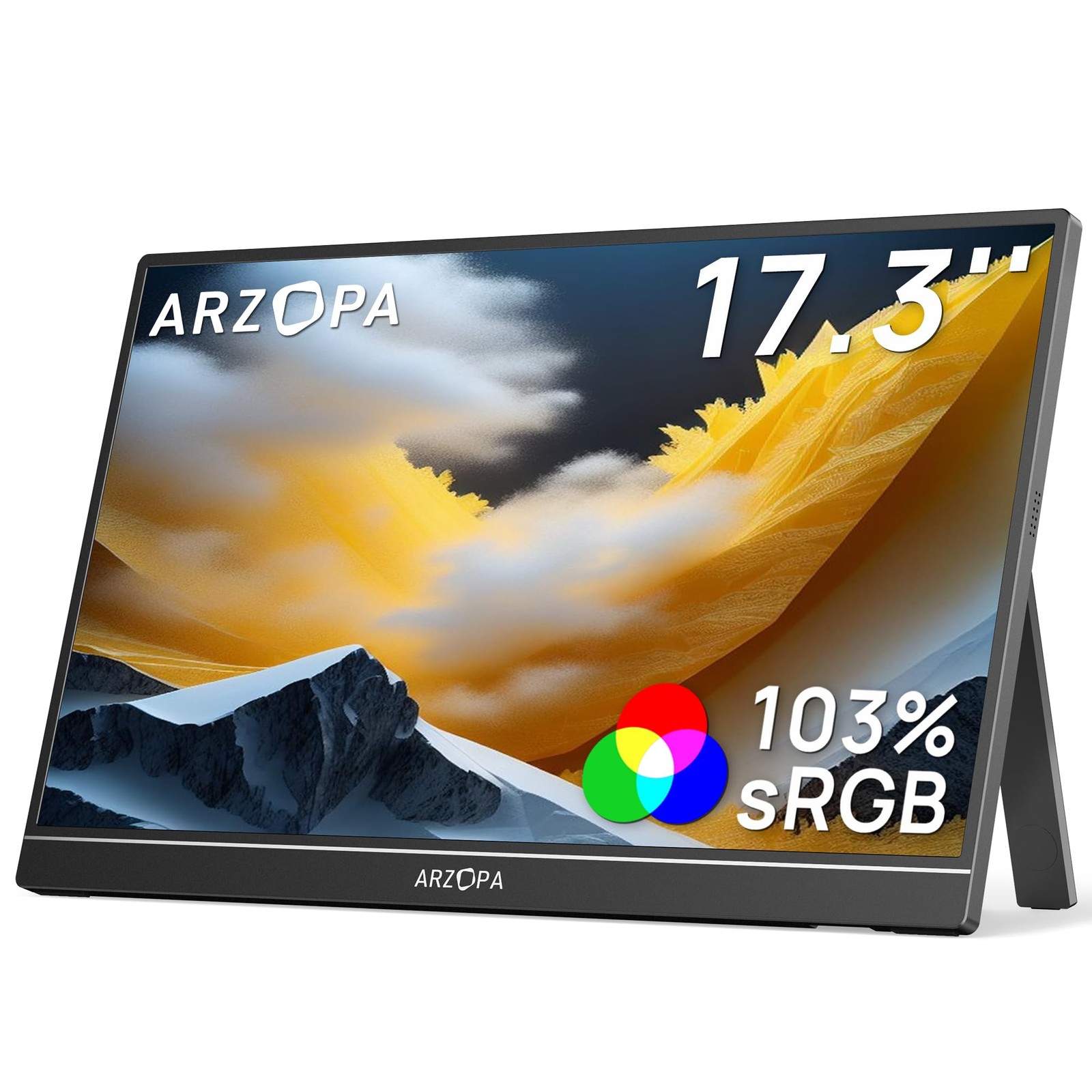ARZOPA 17.3 Portable Monitor, 1080P FHD 103 sRGB IPS Gaming Monitor Laptop Mo...