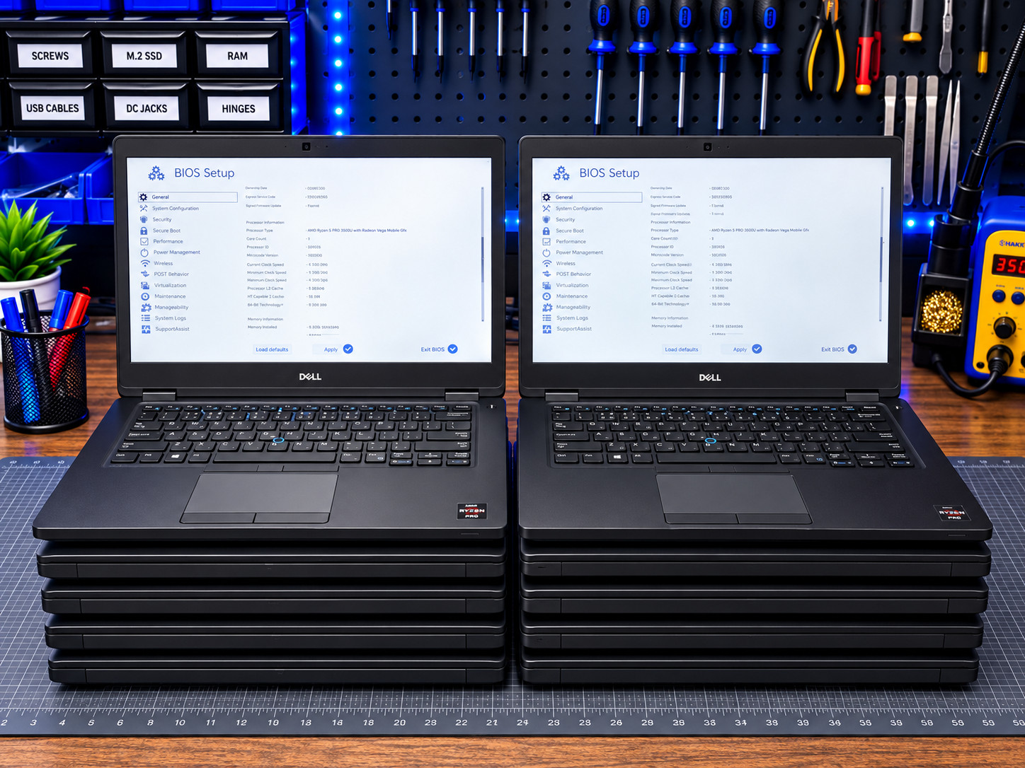 Lot of 55 Dell Latitude 5495 AMD Ryzen 5 Pro 2500u, 8GB RAM, 256GB SSD, No OS,