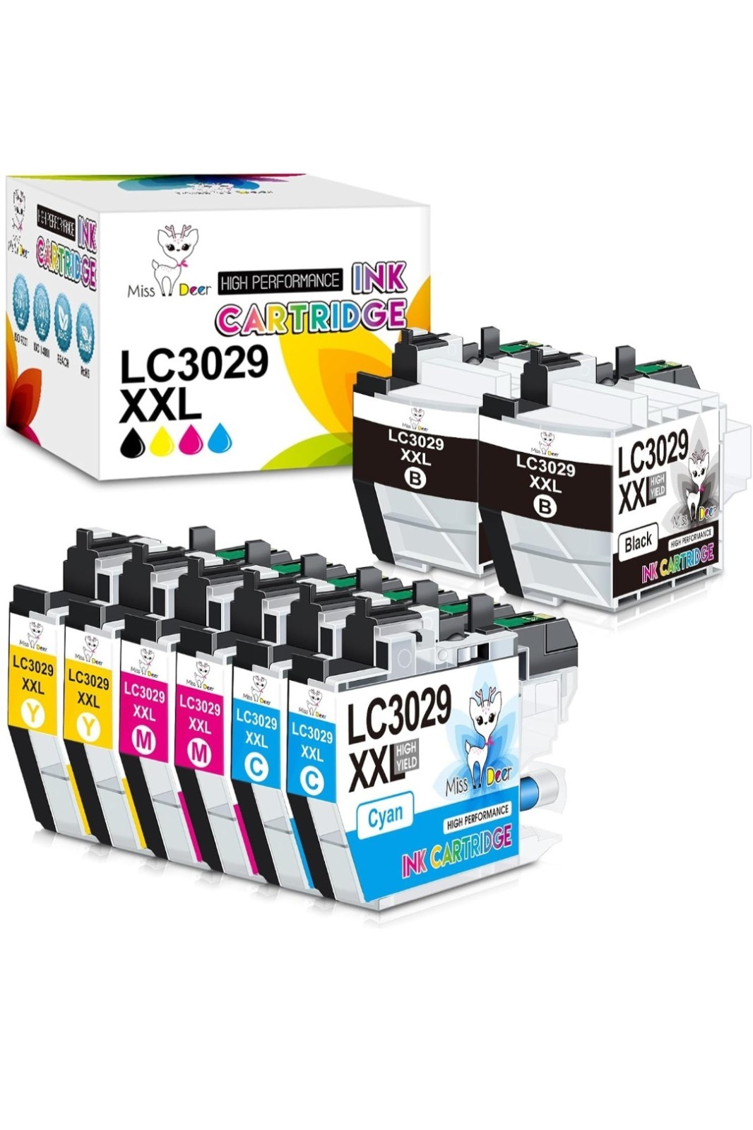 Miss Deer LC3029XXL Ink Cartridges High Yield Replacement for Brother MFC-J6535D