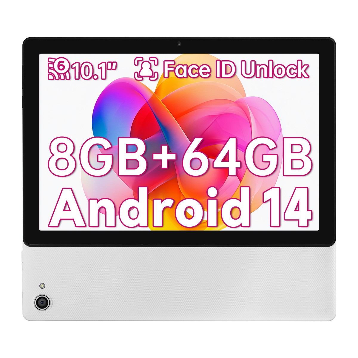 Tablet 10.1 inch Android 14 8GB+64GB WIFI 6 BT 5.3 IPS LCD HD Touchscreen