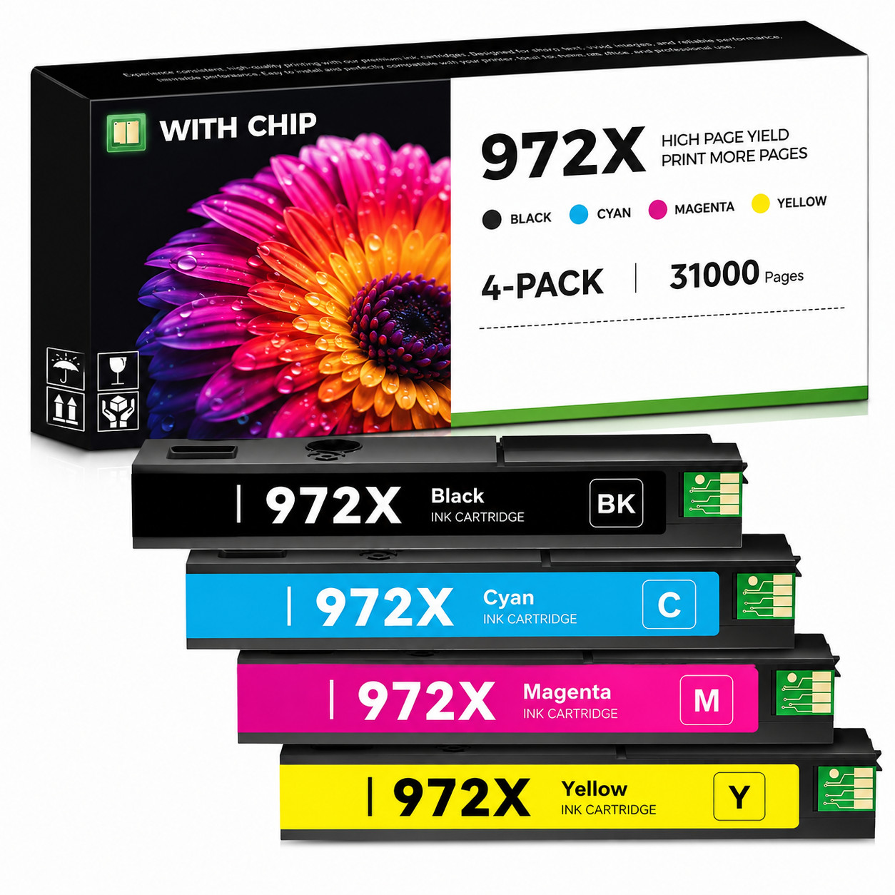 972X 972 4PK Ink Cartridge For HP PageWide Pro 452dw 452dn 477dn 452dw 552dw