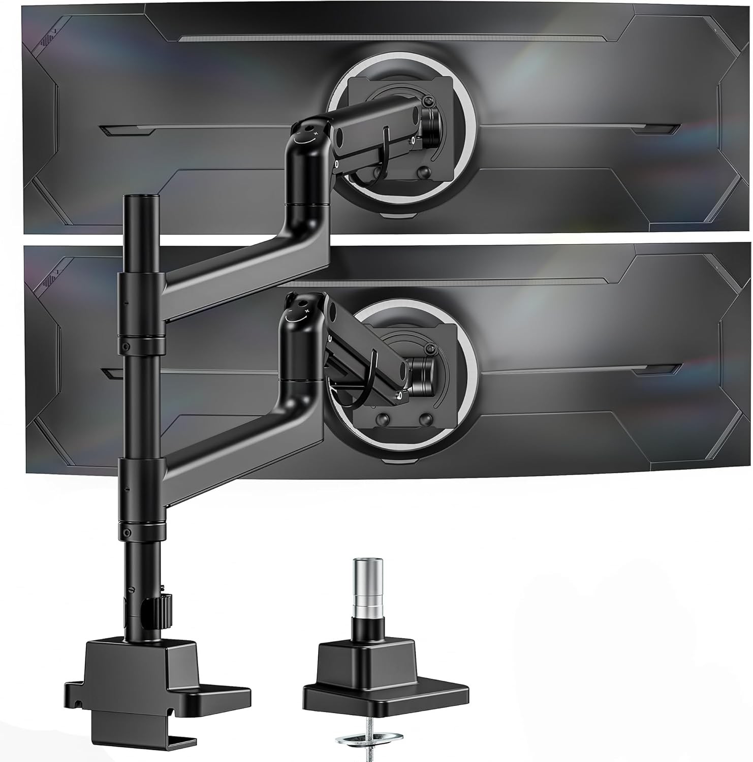 monTEK Dual Monitor Arm for up to 57" and 59.4 lbs Ultrawide Screen, Black 