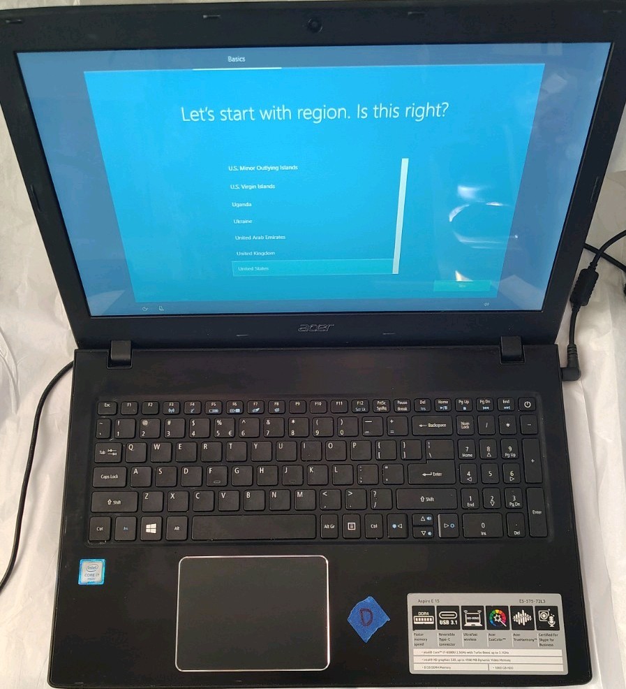 Acer Aspire E 15 15.6" HD Laptop Core i7 2.5 GHz 12GB DDR4 1TB HDD Win10 Black