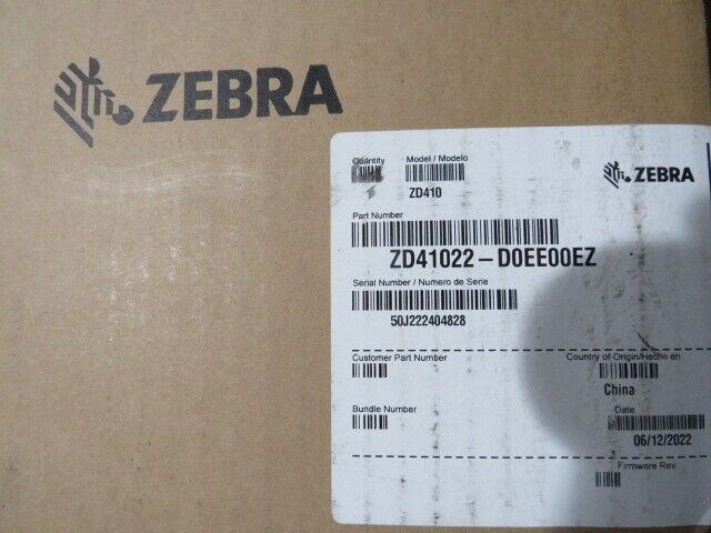 Brand New Zebra ZD410 Direct Thermal Label Printer ZD41022-D0EE00EZ bluetooth
