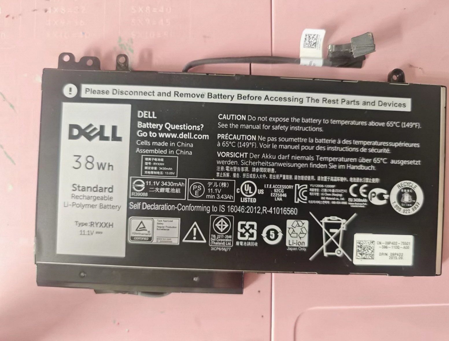 Genuine RYXXH Battery For Dell Latitude E5250 E5450 E5550 3150 3160 VVXTW