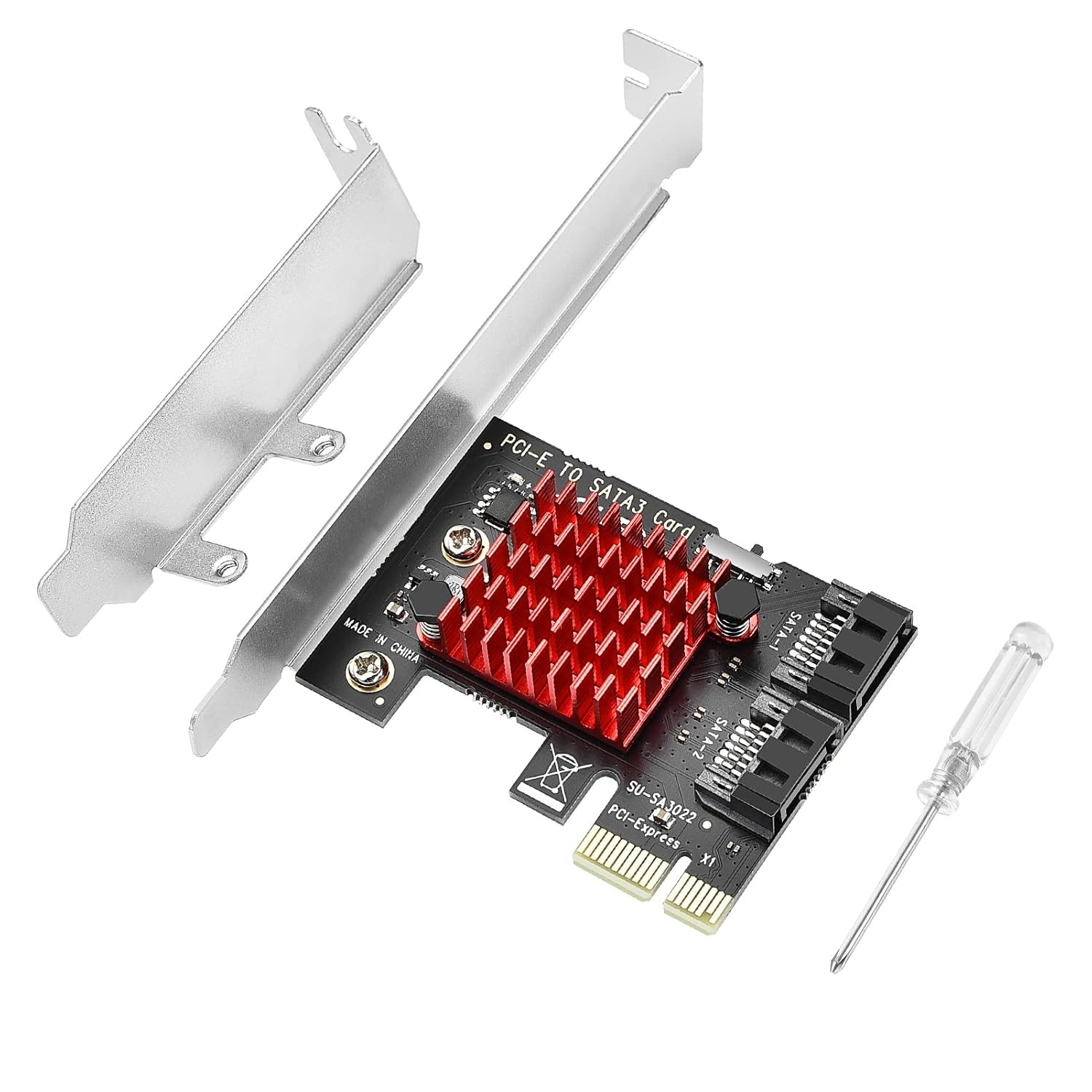 PCIE to SATA 2 Port 6Gbps Expansion Card Converter Adapter