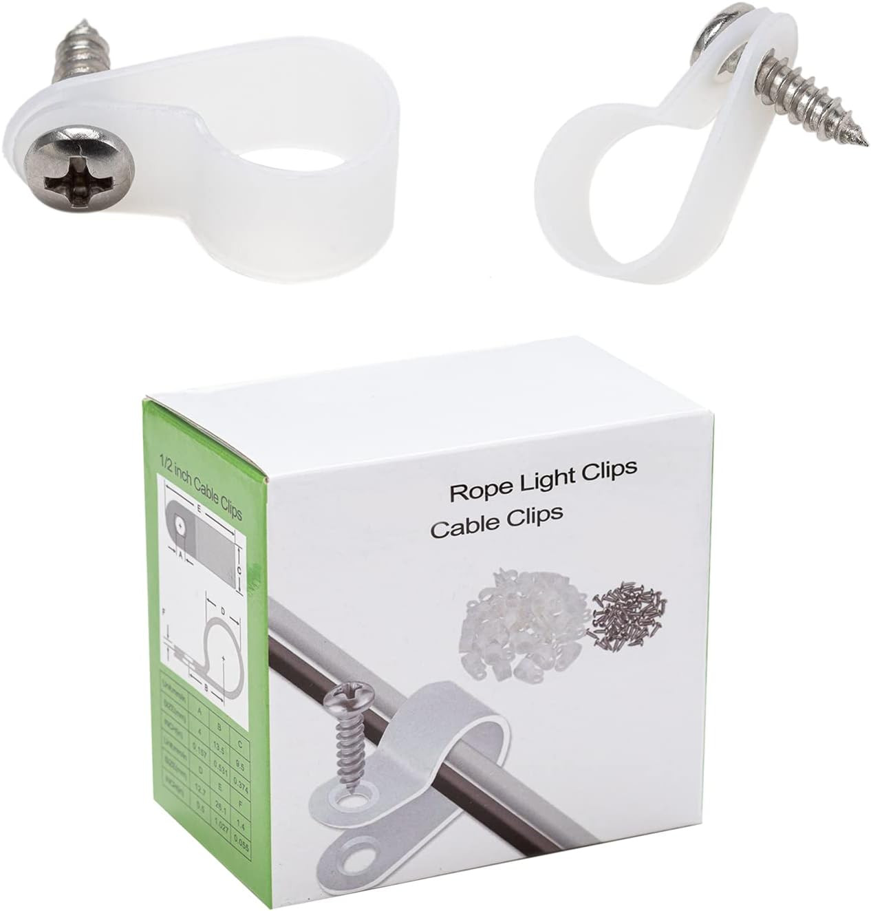 50 Pack 1/2 Inch Rope Light Clips,Cable Wire Clips Clamp P-Style Mounting Clips