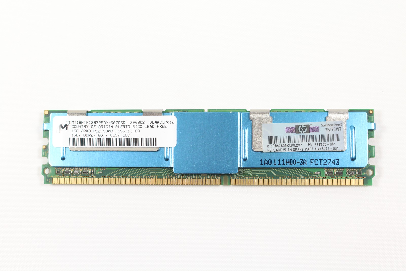 Lot 3 Micron 1GB DDR2 PC2-5300 ECC Server RAM MT18HTF12872FDY-667D6D4 398706-051