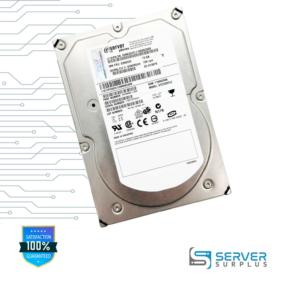 IBM 73GB SAS 10K 3.5 in Enterprise HDD | 03N6325 | ST373207LC