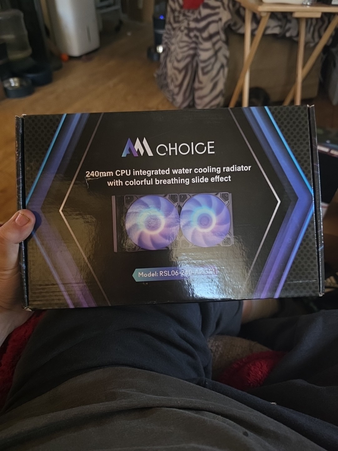 AMCHOICE 240mm Liquid CPU Cooler RSL06-240-ARGB1 Black Multicolor Lighting