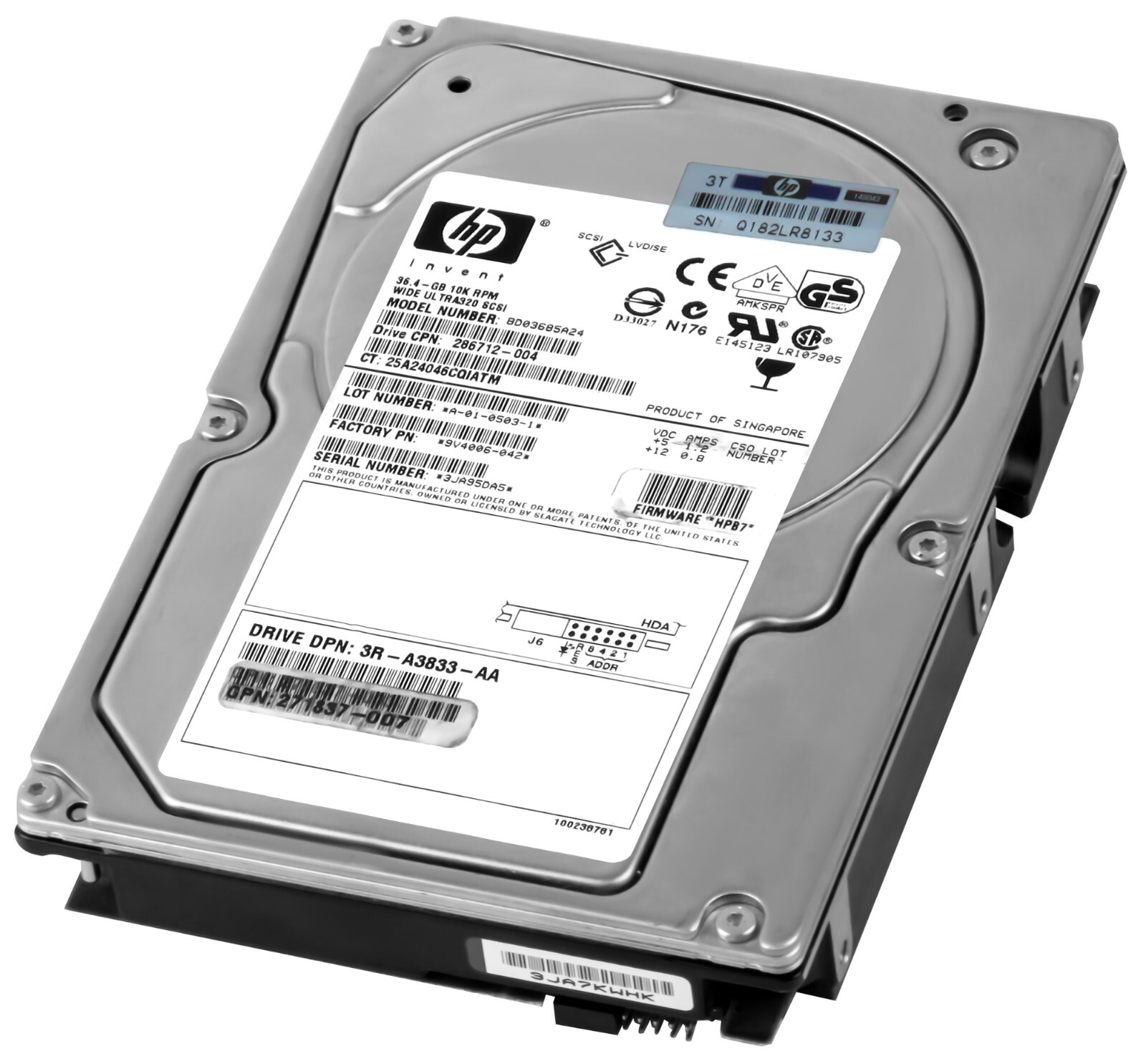 HARD DRIVE HP 286712-004 BD03685A24 36.4GB 10K 8MB SCSI U320 3.5''
