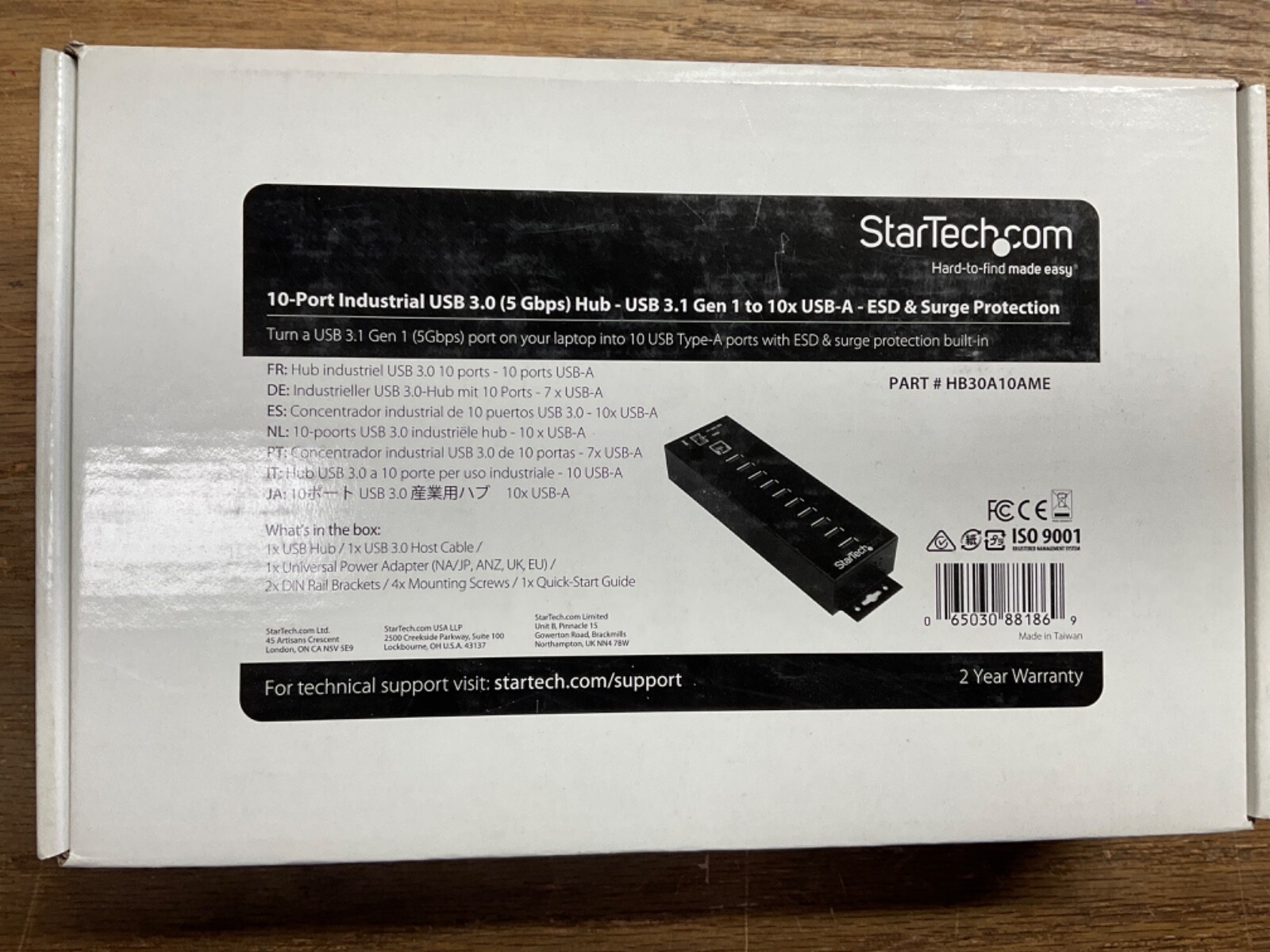NEW StarTech 10-Port Industrial USB 3.0 Hub HB30A10AME