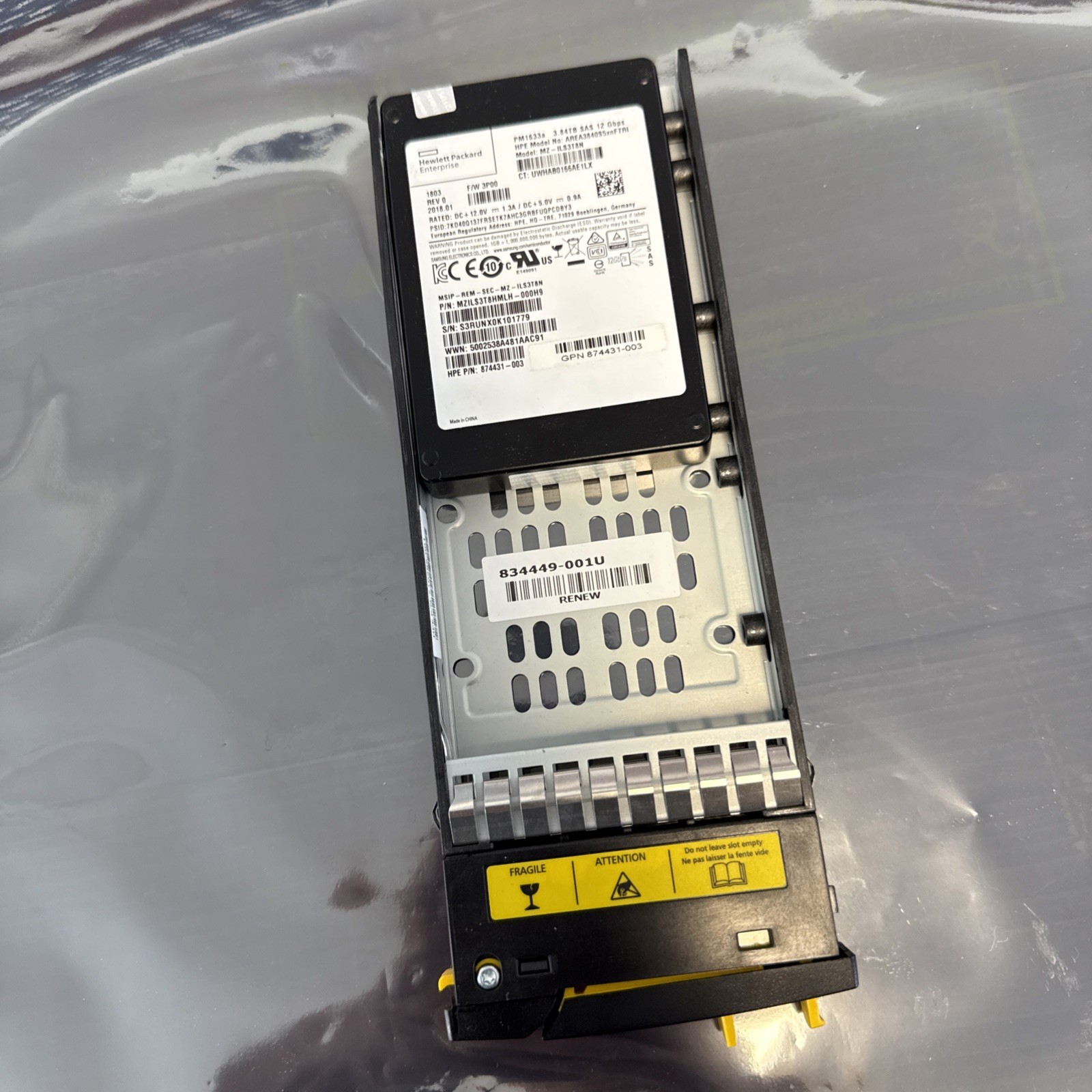 HPE M0T66B 3PAR 8000 3.84TB 2.5" ENCRYPTED SSD M0T66A 879397-001