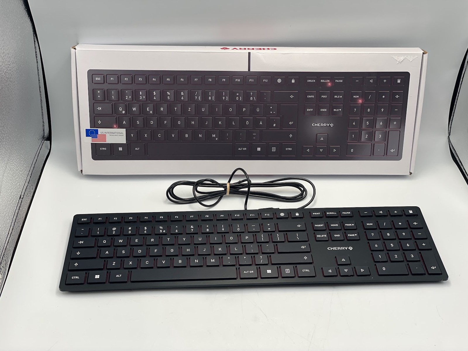 Cherry KC 6000 SLIM JK-1600EU-2 Wired Slim Keyboard - Black/Red
