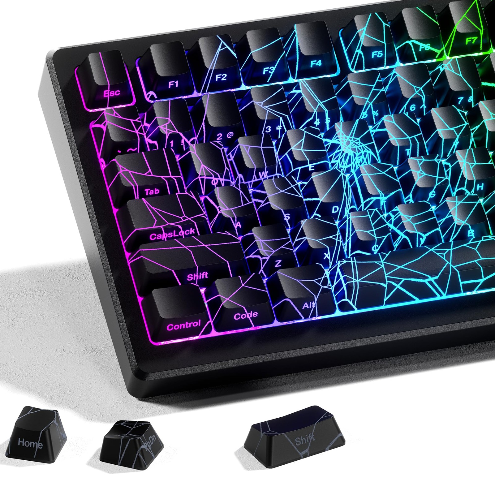 HITIME x XVX Spider Web Keycaps 60 75 100 Percent  Shine Through Keycaps w/IM...