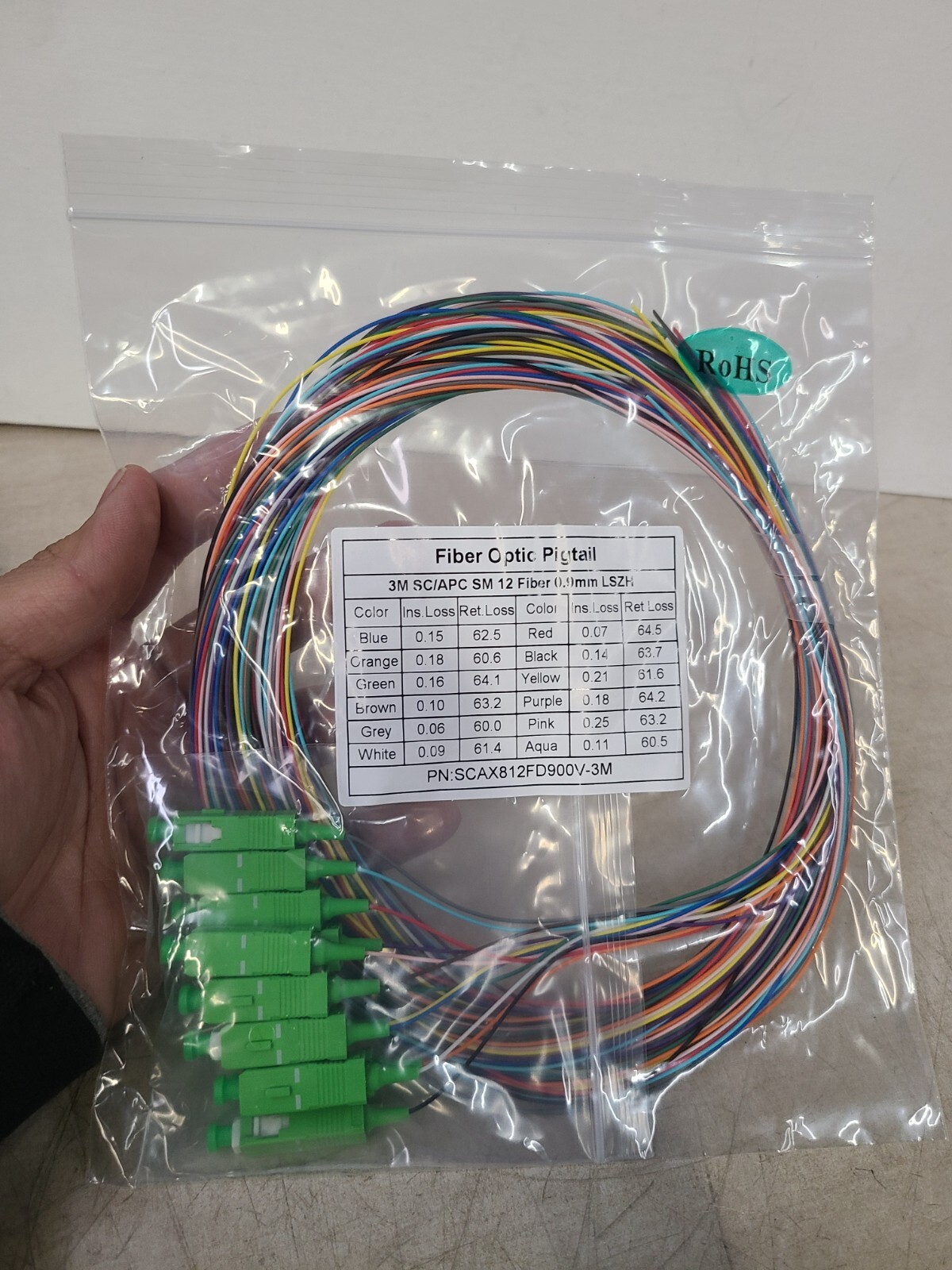 3m sc/apc Sm 12 fiber 0.9mm PN:SCAX812FD900V-3M