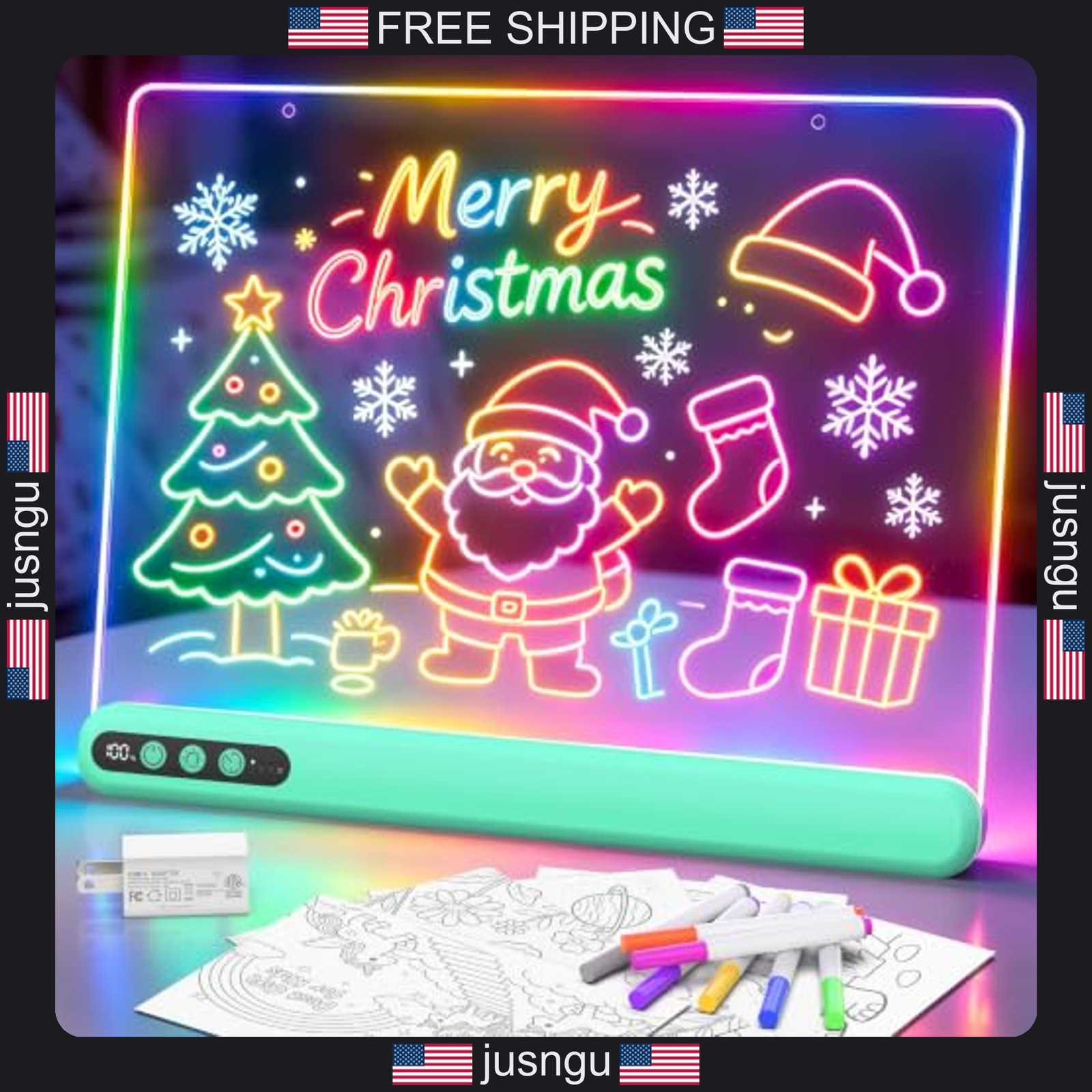 Kids LED Drawing Board 16 Inch Rechargeable Light Up Art Tablet with 7 Colors