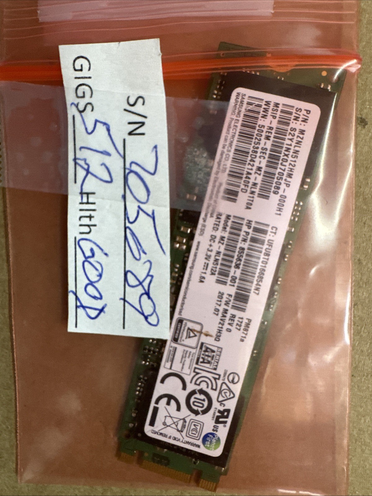 Samsung PM871a MZ-NLN512A SSD 512GB SSD laptop drive- good health