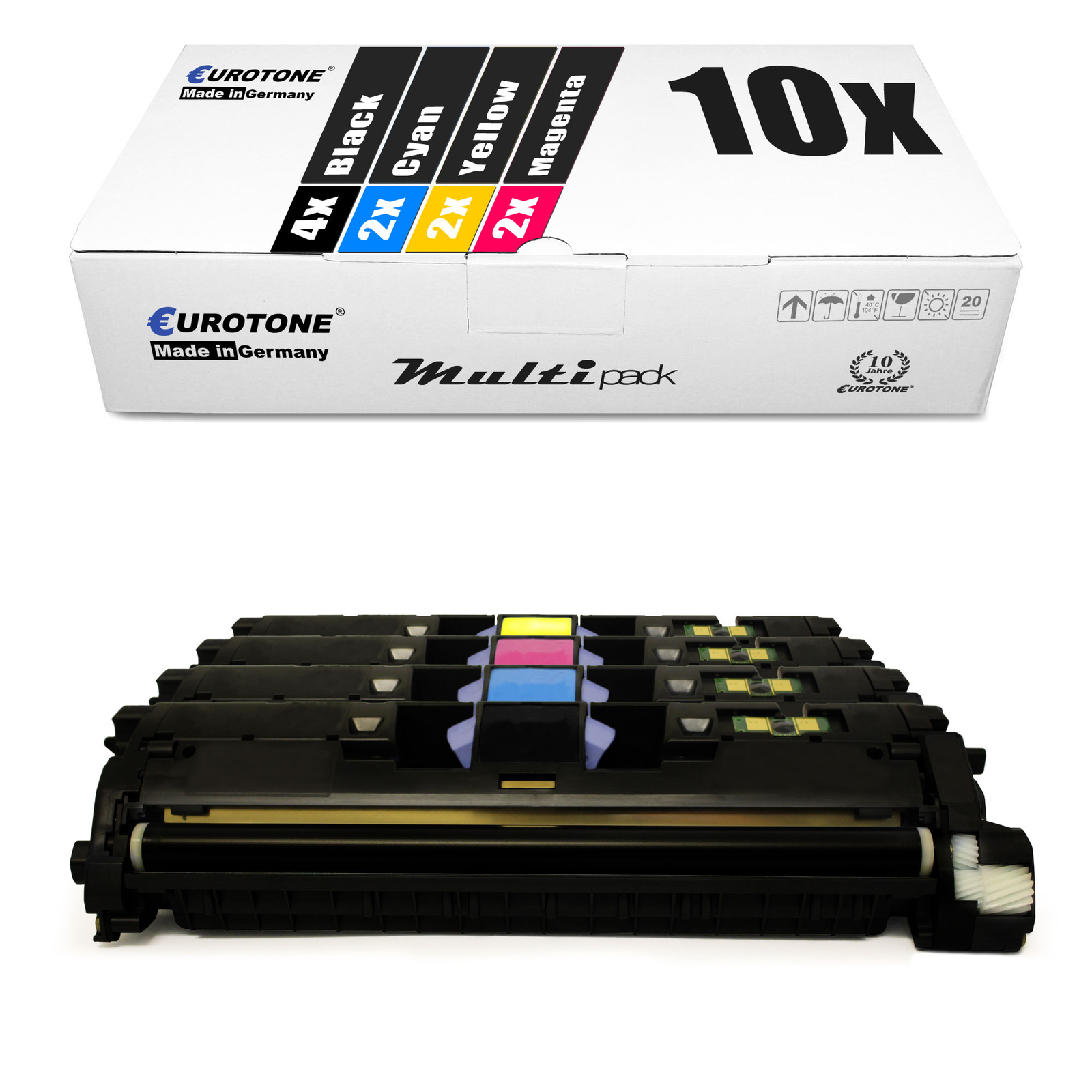 10x Eurotone Eco Cartridge Replaces HP C9700A C9701A C9702A C9703A 121A