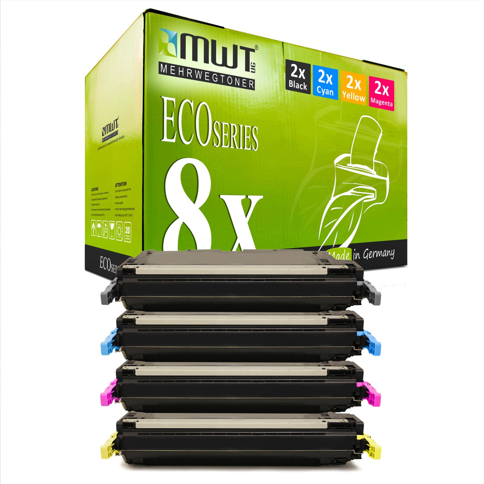 8x MWT ECO Compatible HP Color LaserJet Toner Cartridge XL C9720A 641A