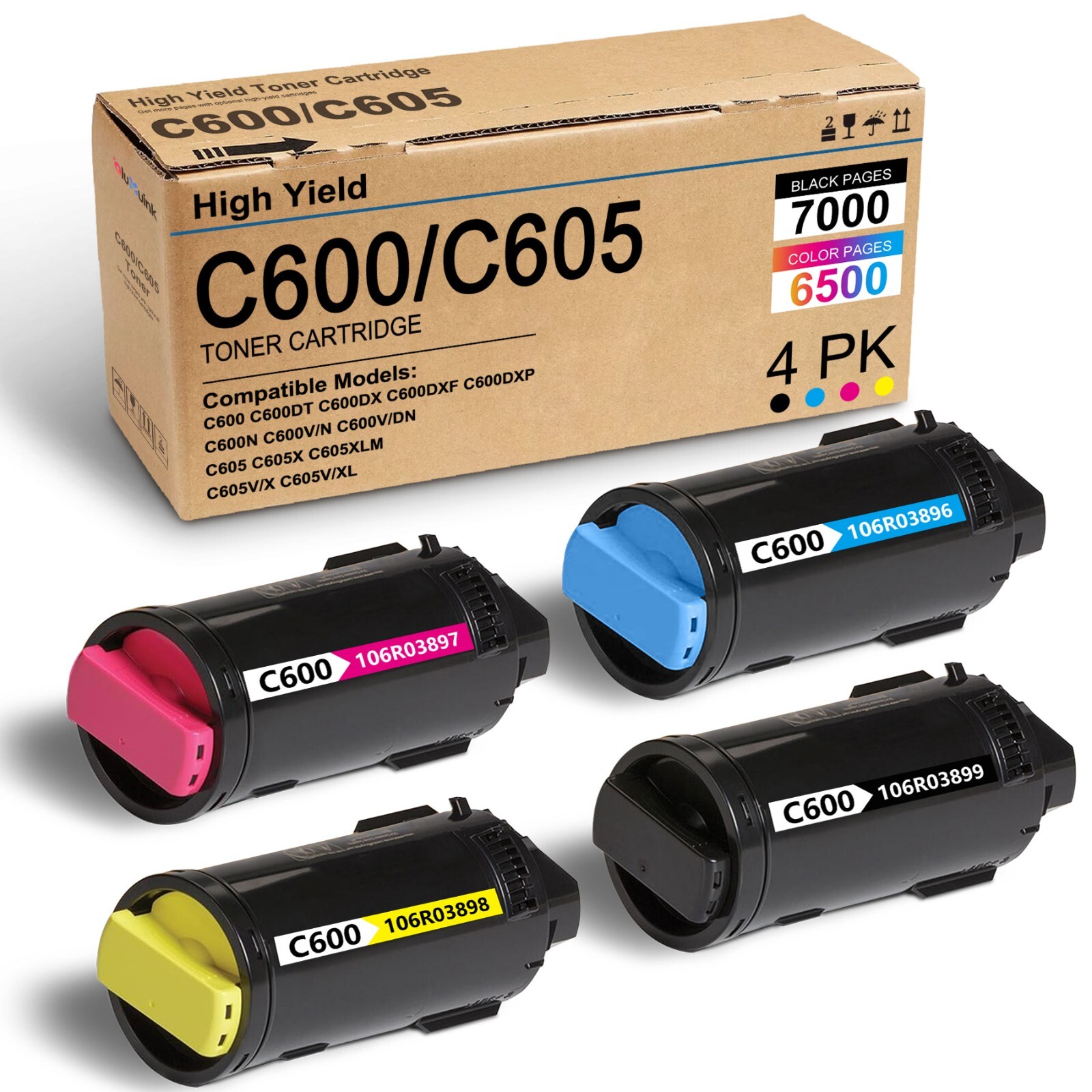 High Yield Toner Cartridge for Xerox Versalink C600 C605X 106R03896-899 B/C/M/Y