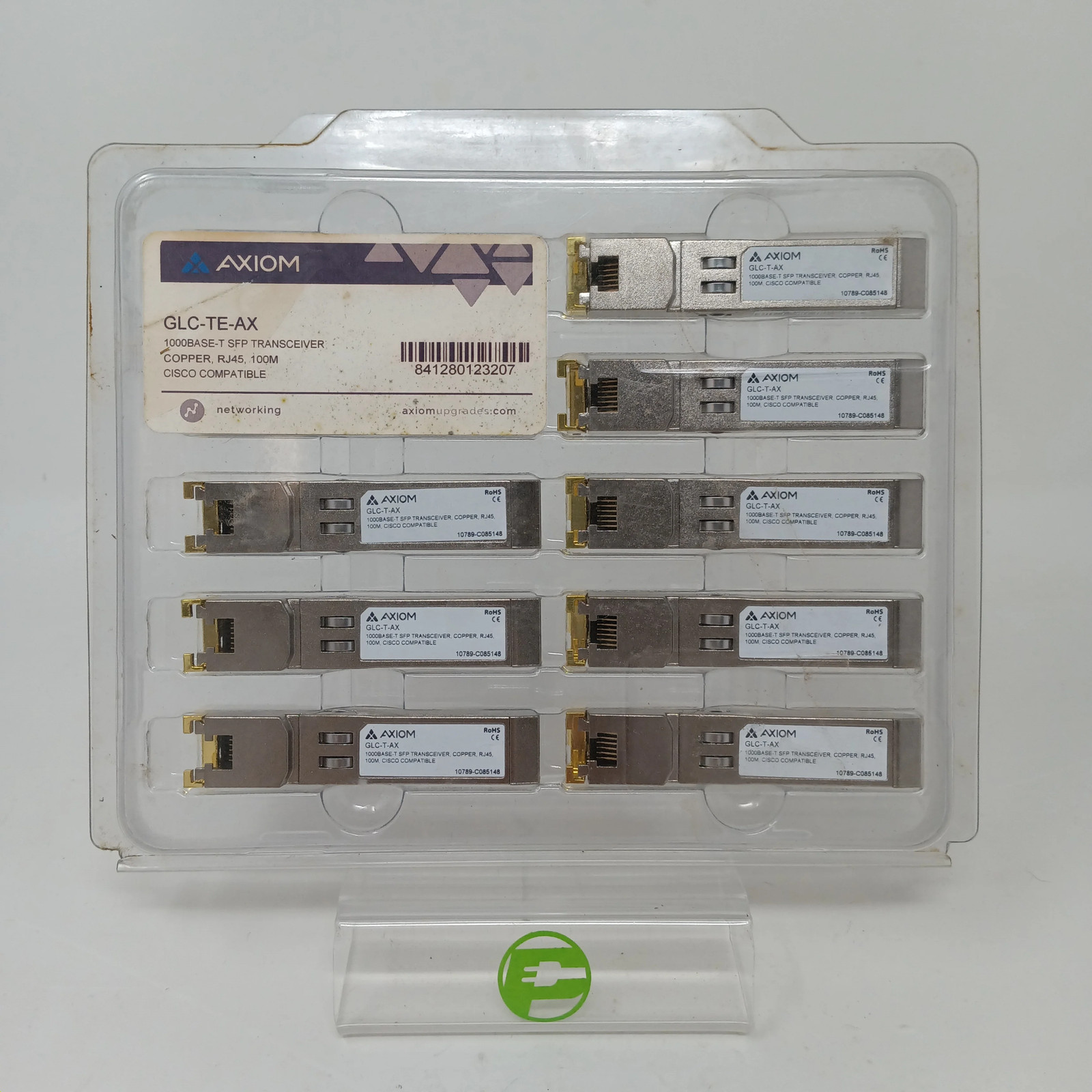 Lot of 8 Axiom GLC-T-AX 1000BASE-T RJ45 SFP Transceivers Cisco Compatible
