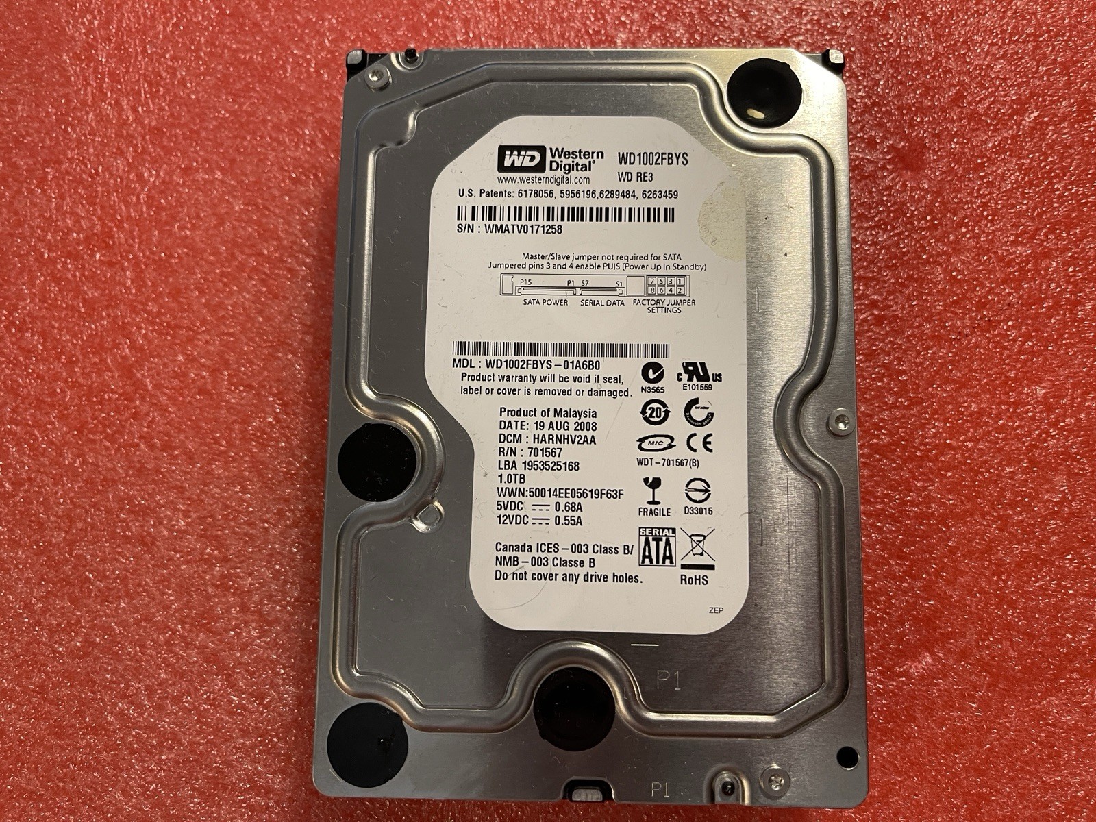 Western Digital 1TB Internal 7.2k 3.5" WD1002FBYS SATA 0J317F/J317F