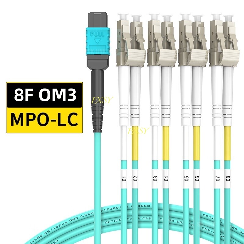 1-20M MPO Female to 4 LC Duplex 8 core OM3 Branch Fiber Optical Patch Cord Cable