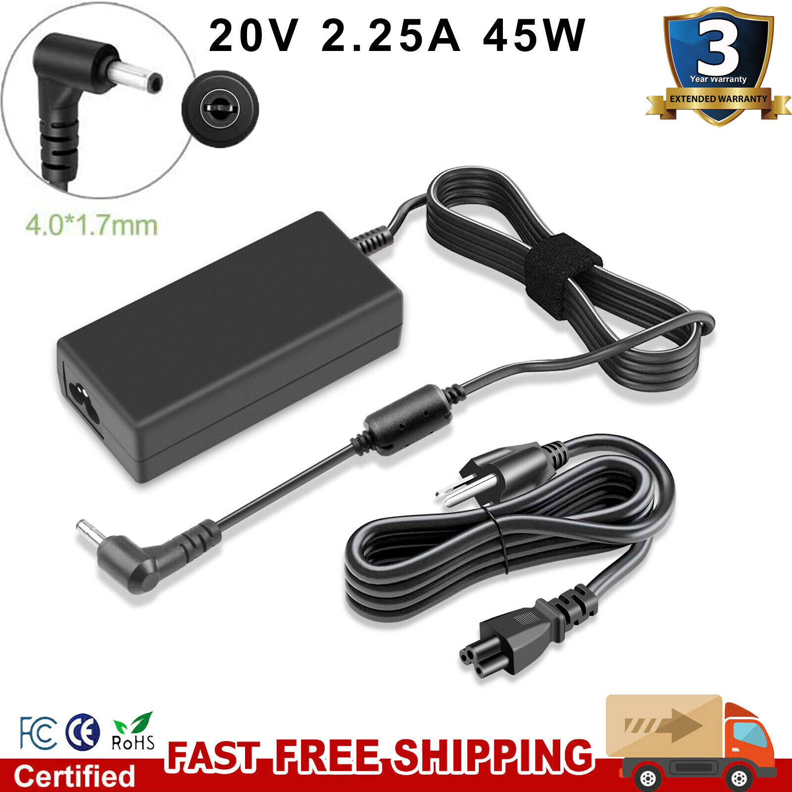 AC Adapter For Lenovo IdeaPad Slim 1-14AST-05 Type 81VS Laptop 45W Charger Cord