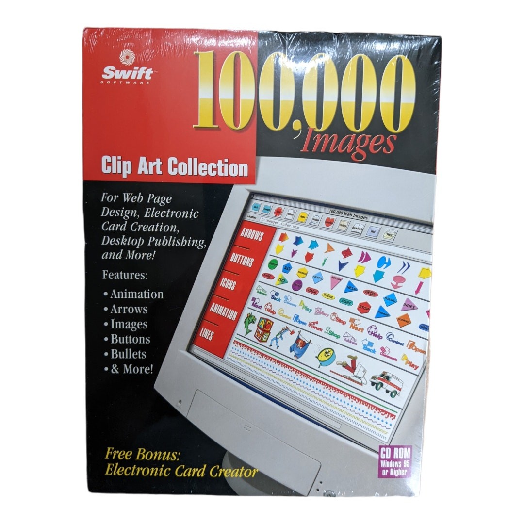 Vintage Swift 100,000 Images Clip Art Collection Win 95 PC CD NEW/SEALED