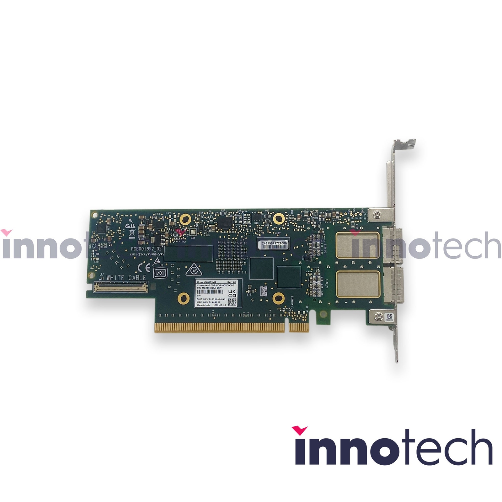 Mellanox MCX653106A-ECAT ConnectX-6 VPI Adapter Card HDR100 EDR IB and 100GbE