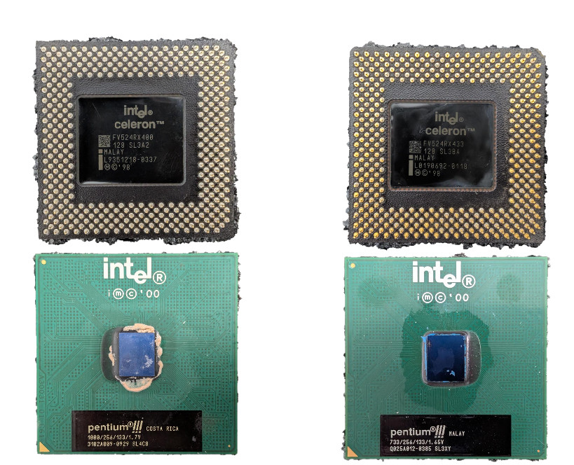 Vintage Intel CPU Lot of 4 - Retro Pentium III & Celeron Socket 370 Processors
