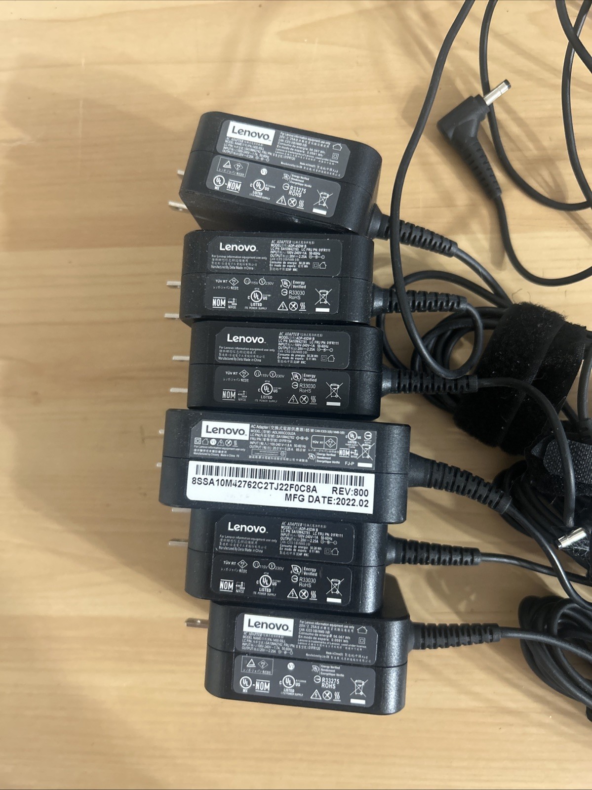 LOT OF 7 Lenovo Chargers. 4x ADP-45DW-R, 3x PA-1450–55LL