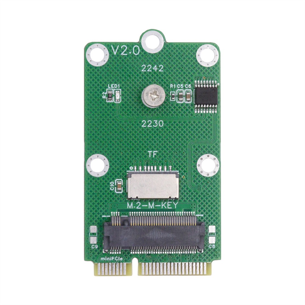CY Mini PCI-E Riser Card to TF Card USB2.0 & M.2 NGFF Key-M NVME SSD Adapter