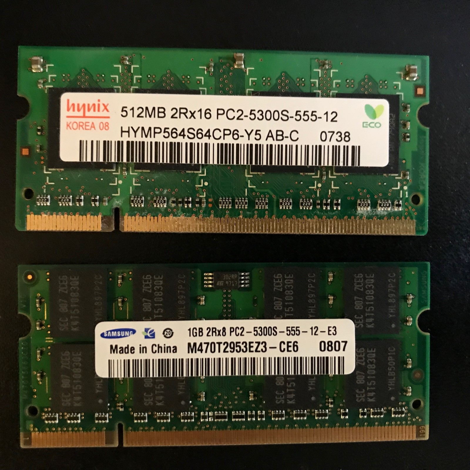 Hynix / Samsung PC2-5300 512mb / 1 gb RAM / Memory