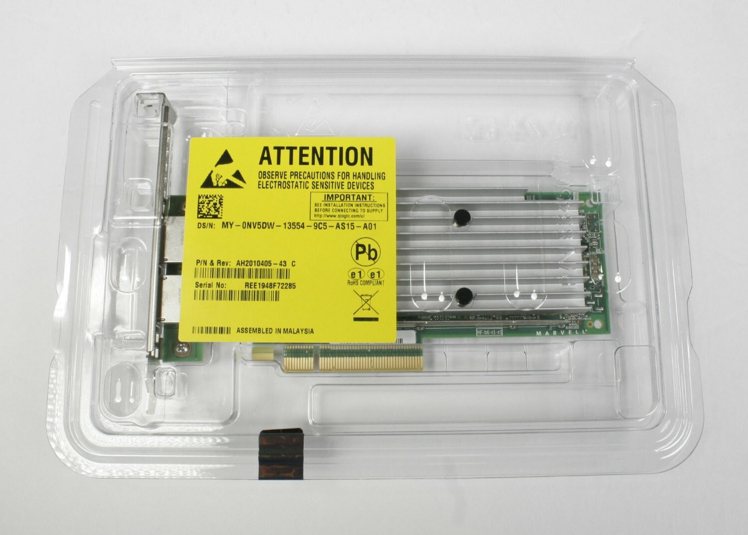 NEW Dell Qlogic QL41132HFRJ 2x10GBASE-T Ethernet Dual RJ45 10GbE NIC NV5DW