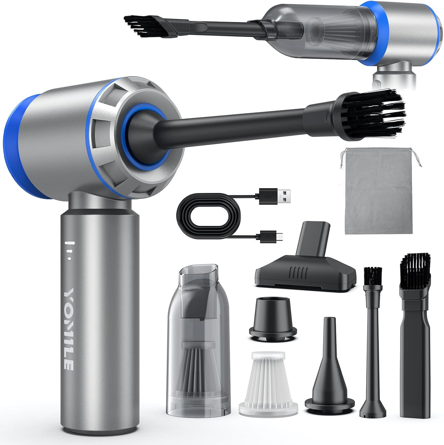 Compressed Air Duster, Yomile 2 in 1 180000RPM Cordless Air Duster with Mini Car