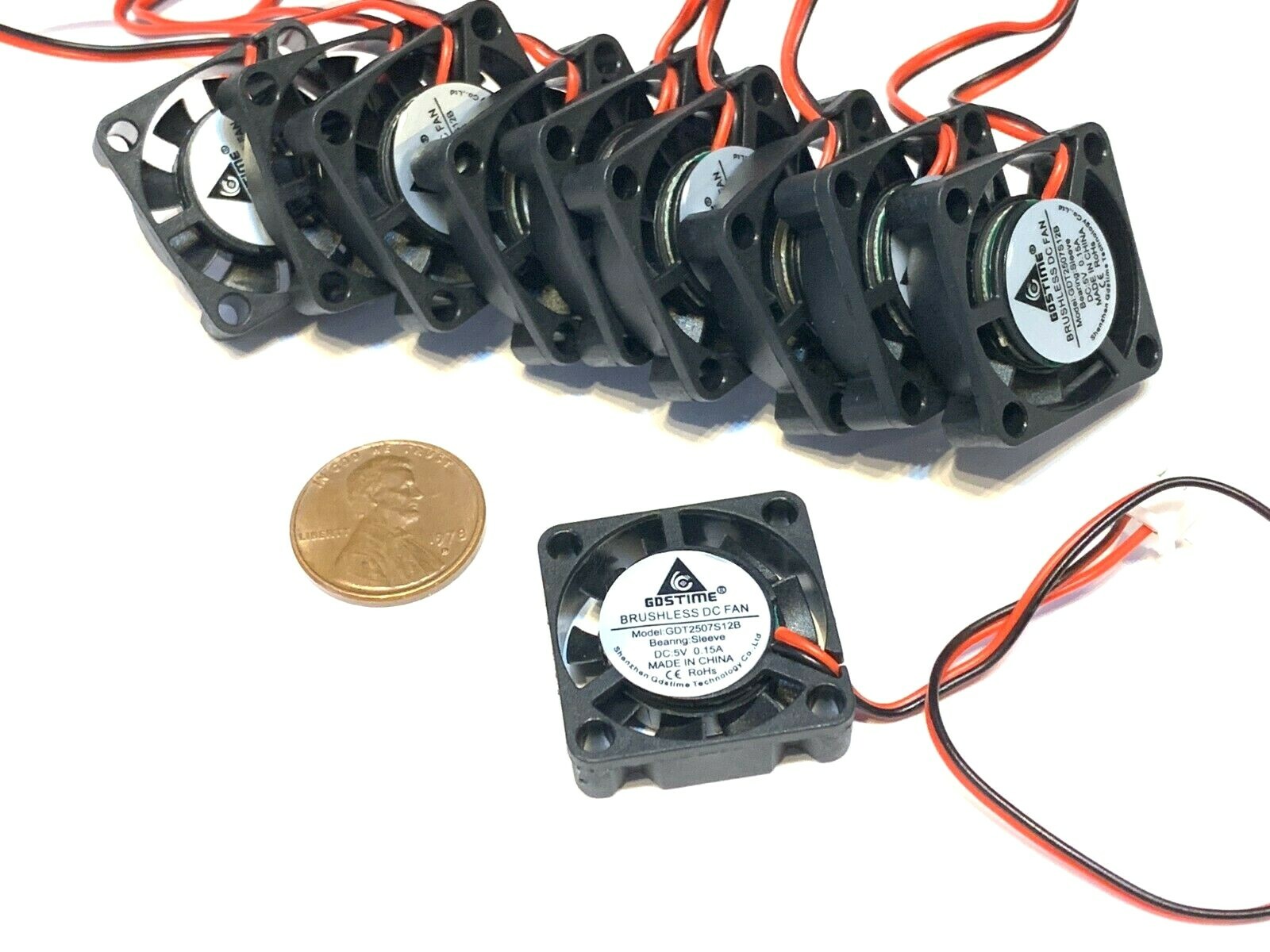 10 Pieces 5v Fan mini 25mm x 7mm 2pin 2507 dc mini micro brushless cooling A30