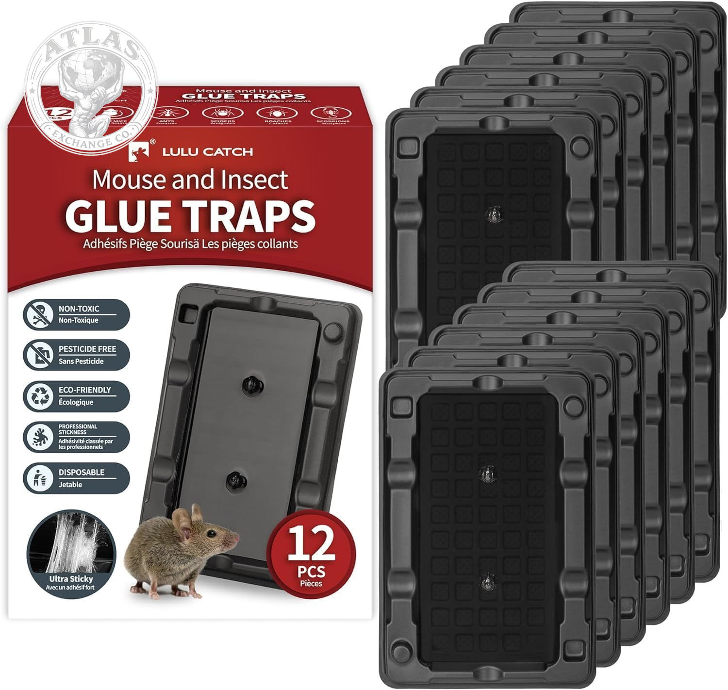 LULUCATCH Mouse & Insect Traps 12 Pack, Heavier Sticky Traps with Non-Toxic Glue
