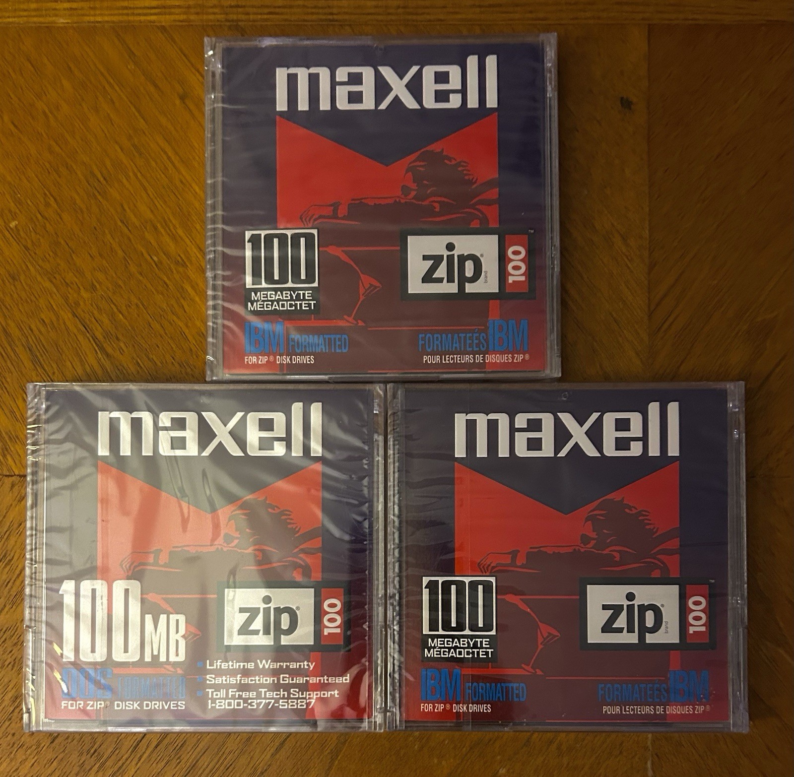 Maxell Zip Disk 3 Pack IBM Formatted PC 100 MB Megabyte New Sealed Y2K Vintage