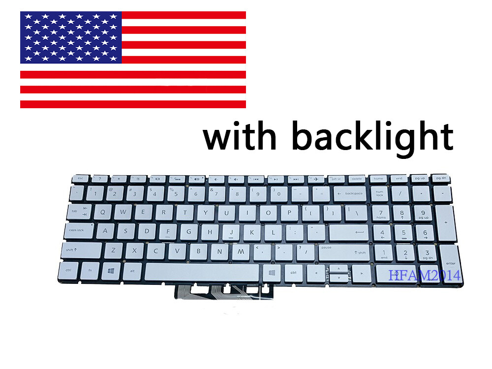 New HP 17-by4013dx 17-by3053cl 17-by3652cl 17-by4058cl Backlit Keyboard Silver