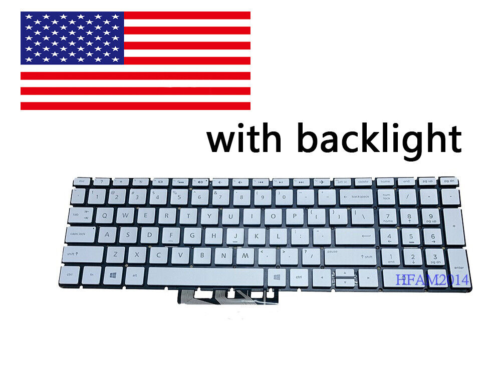 New HP 17-by4063cl 17-by3072cl 17-by3051cl 17-by3676cl Backlit Keyboard Silver