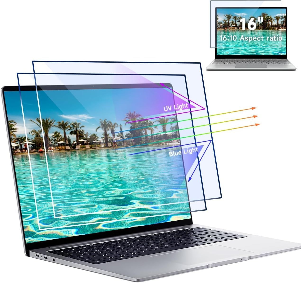 16-Inch Laptop Screen Protector 16:10 Blue Light Filter | Anti-Glare HD Clear Fi